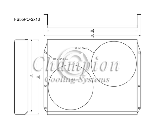 Electric Fan Shroud for 13in Fans - 26 1/8" x 19 1/2" - Champion Radiator
