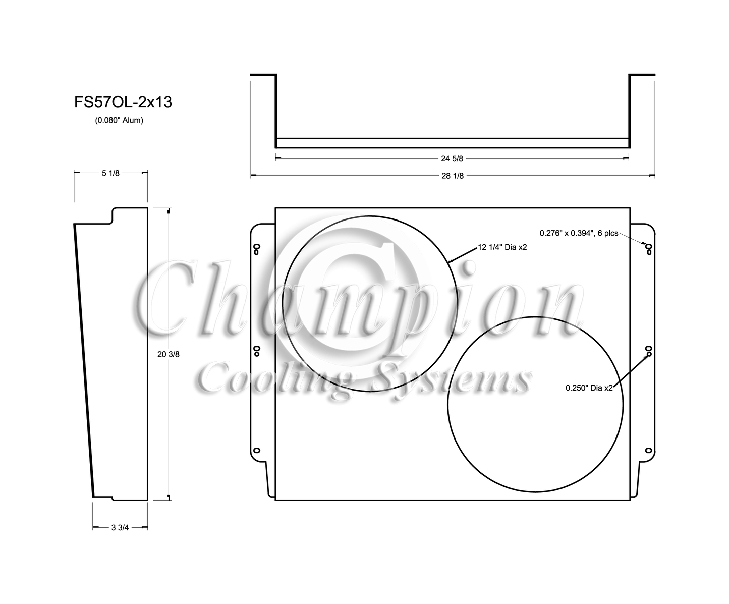 Electric Fan Shroud for 13in Fans - 28 1/8" x 20 3/8" - Champion Radiator