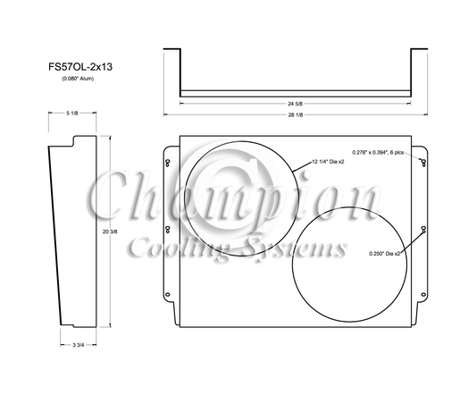 Electric Fan Shroud for 13in Fans - 28 1/8" x 20 3/8" - Champion Radiator
