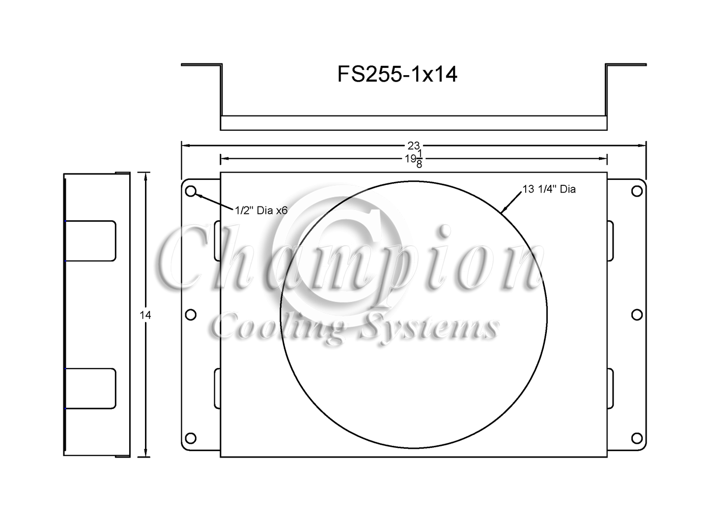Electric Fan Shroud for 14in Fan - FS255-1x14 - Champion Radiator