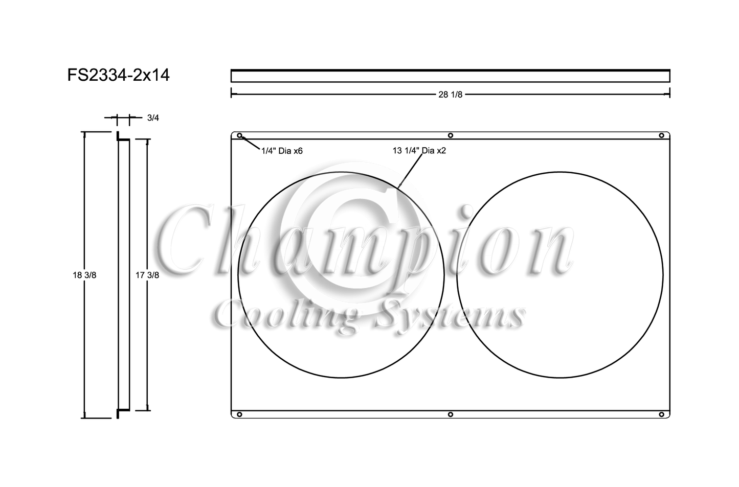 Electric Fan Shroud for 14in Fans - FS2334-2x14 - Champion Radiator