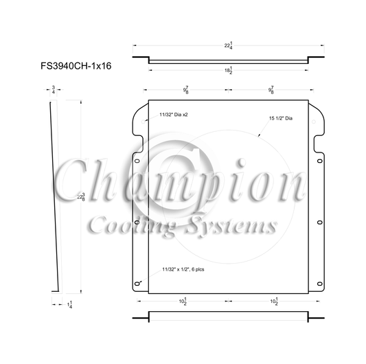 Electric Fan Shroud for 16in Fan - FS3940CH-1x16 - Champion Radiator