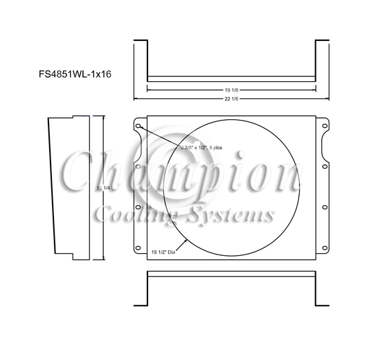 Electric Fan Shroud for 16in Fan - FS4851WL-1x16 - Champion Radiator