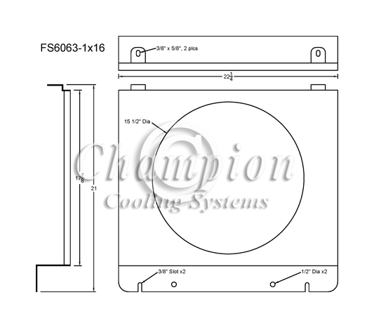 Electric Fan Shroud for 16in Fan - 22 1/4" x 21" - Champion Radiator
