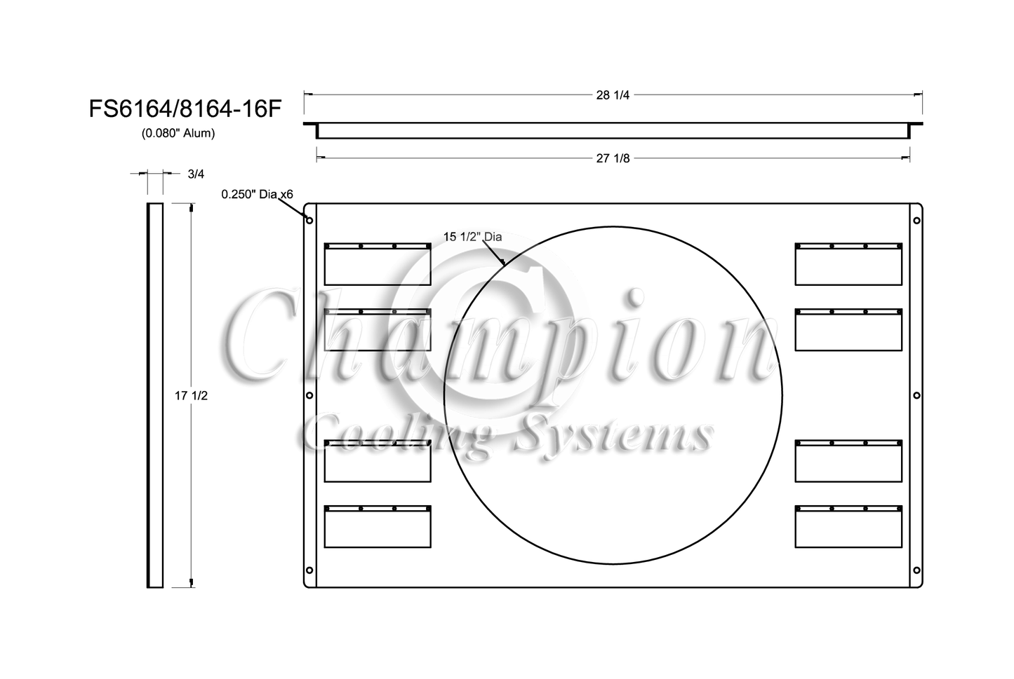 Electric Fan Shroud for 16in Fan - 28 1/4"x 17 1/2"- Champion Radiator