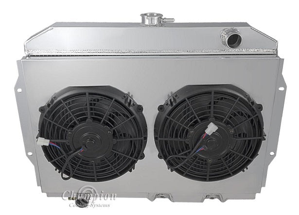 1968-1974 AMC Javelin 2-Row Radiator, Shroud, Dual Fan Combo - Champion Radiator