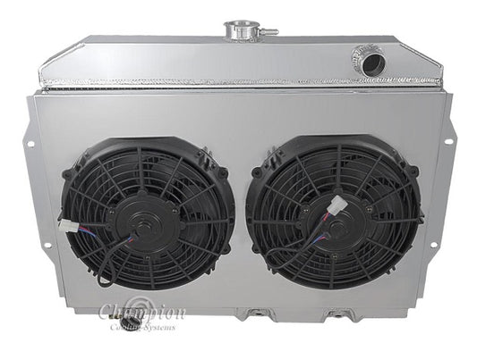 1968-1974 AMC Javelin 4-Row Radiator, Shroud, Dual Fan Combo - Champion Radiator